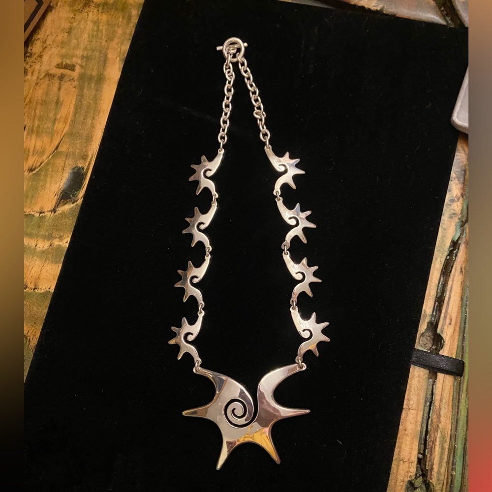 Vintage 925 Mexico Silver Necklace & Earring Set - Picture 4 of 9